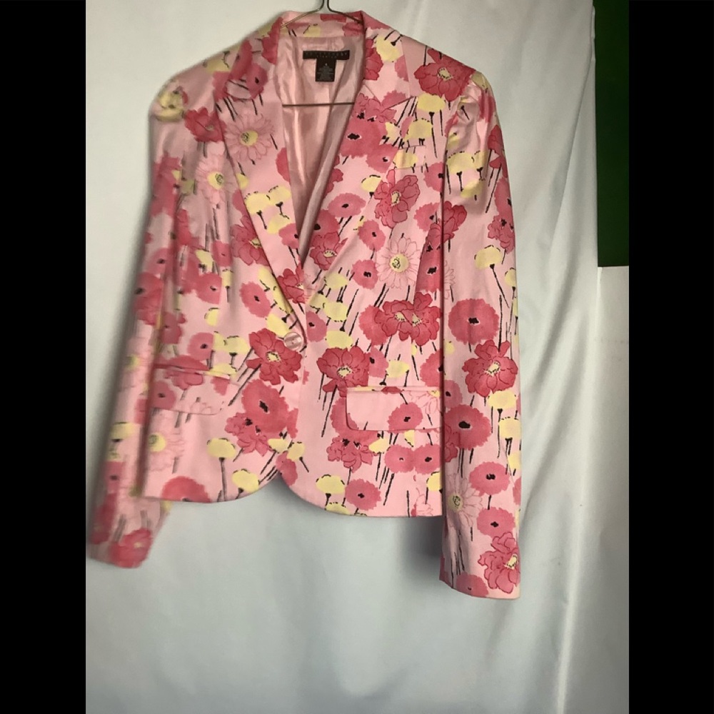 Apostrophe Stretch Floral Yellow Pink Jacket